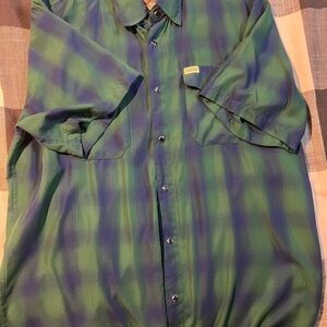 DIXXON Green and Blue Casual Button Down Shirt